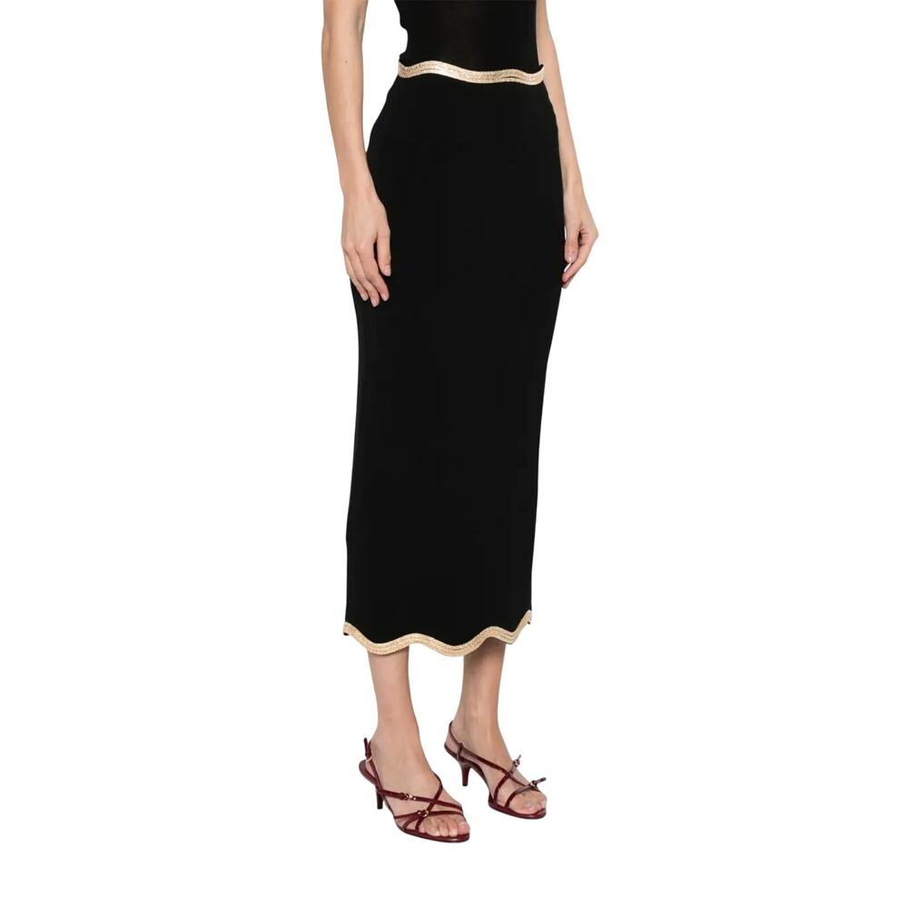 Sandro Chain-Trim Black Maxi Skirt Size 36 EU / US 4